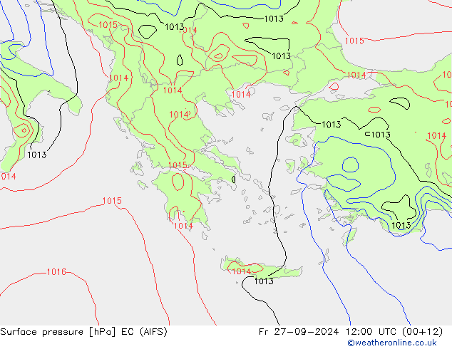 Presión superficial EC (AIFS) vie 27.09.2024 12 UTC