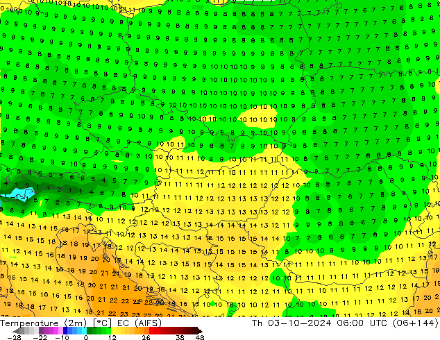 Temperatuurkaart (2m) EC (AIFS) do 03.10.2024 06 UTC