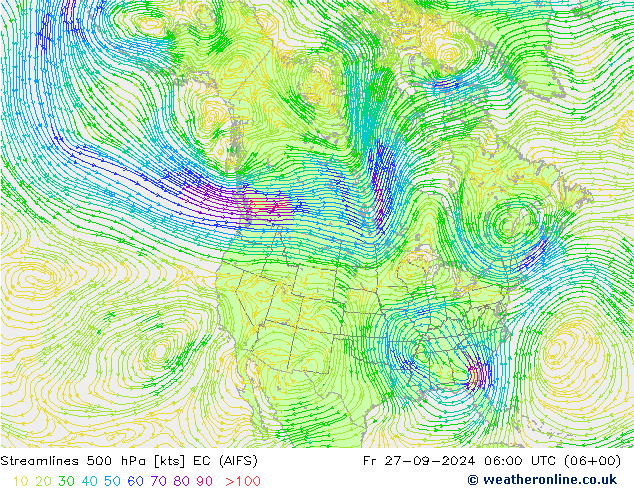 风 500 hPa EC (AIFS) 星期五 27.09.2024 06 UTC