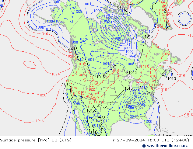 Luchtdruk (Grond) EC (AIFS) vr 27.09.2024 18 UTC