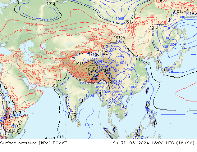 pression de l'air ECMWF dim 31.03.2024 18 UTC