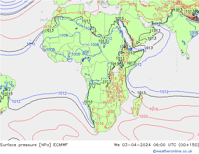 Luchtdruk (Grond) ECMWF wo 03.04.2024 06 UTC