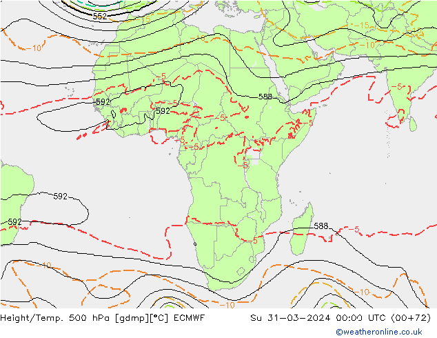 Height/Temp. 500 hPa ECMWF So 31.03.2024 00 UTC