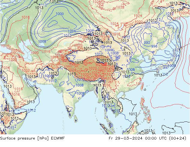 Luchtdruk (Grond) ECMWF vr 29.03.2024 00 UTC