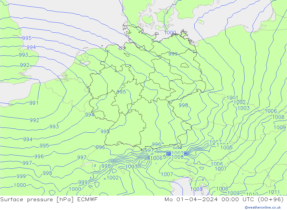 ciśnienie ECMWF pon. 01.04.2024 00 UTC