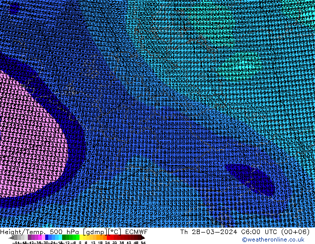 Height/Temp. 500 hPa ECMWF Th 28.03.2024 06 UTC