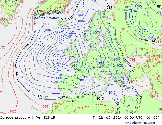 приземное давление ECMWF чт 28.03.2024 00 UTC