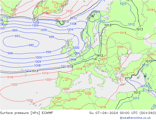 pression de l'air ECMWF dim 07.04.2024 00 UTC