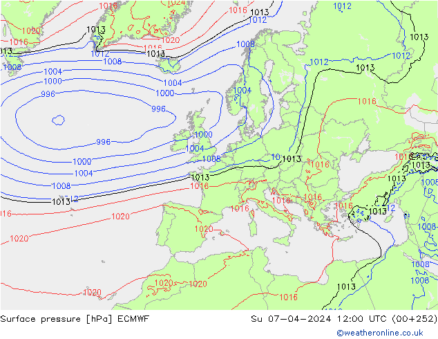 Bodendruck ECMWF So 07.04.2024 12 UTC