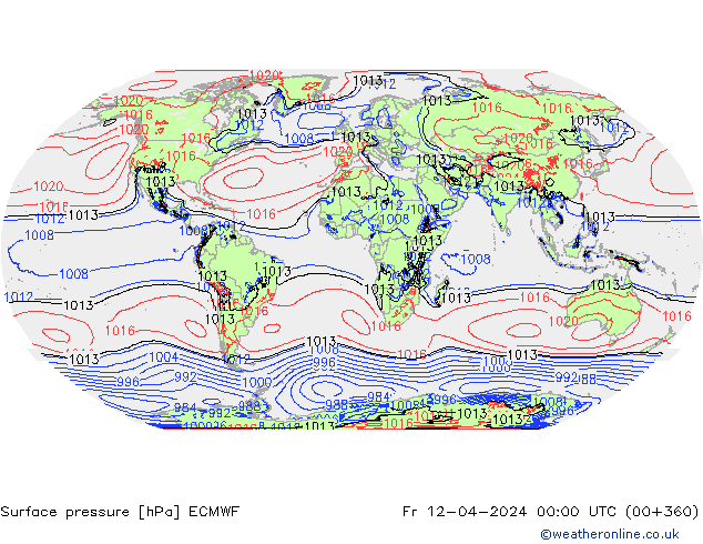 Surface pressure ECMWF Fr 12.04.2024 00 UTC