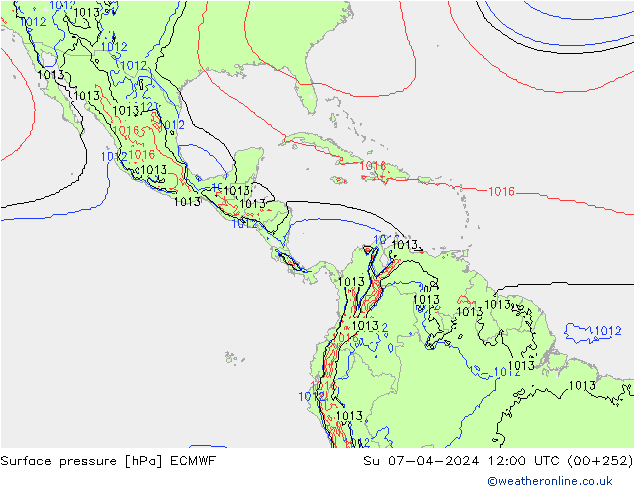 приземное давление ECMWF Вс 07.04.2024 12 UTC