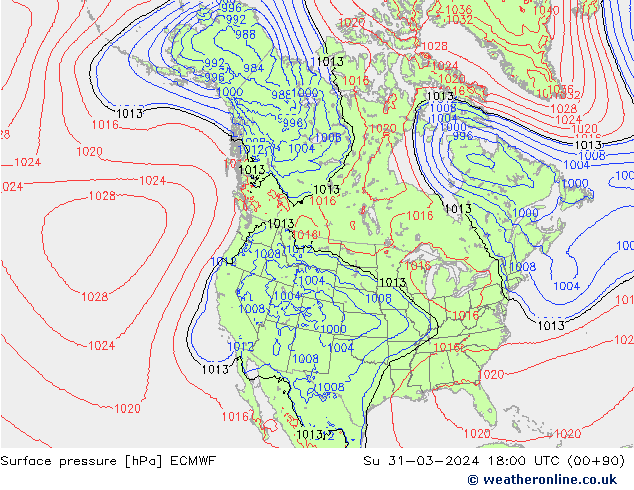 Bodendruck ECMWF So 31.03.2024 18 UTC