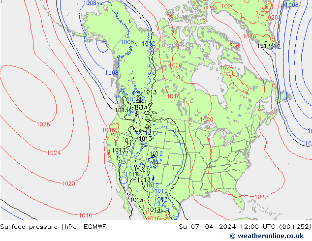 pressão do solo ECMWF Dom 07.04.2024 12 UTC