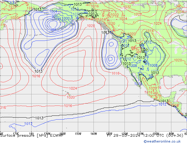 Surface pressure ECMWF Fr 29.03.2024 12 UTC