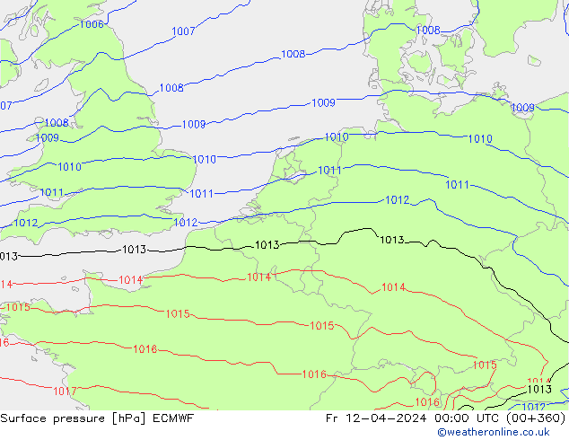 Bodendruck ECMWF Fr 12.04.2024 00 UTC
