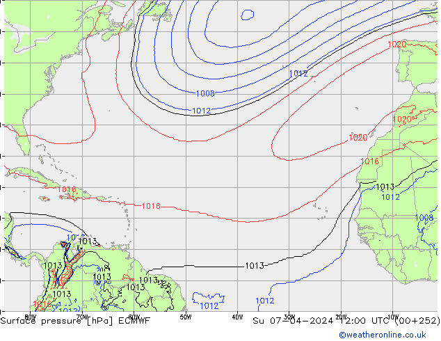pression de l'air ECMWF dim 07.04.2024 12 UTC