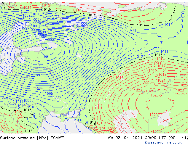 Pressione al suolo ECMWF mer 03.04.2024 00 UTC