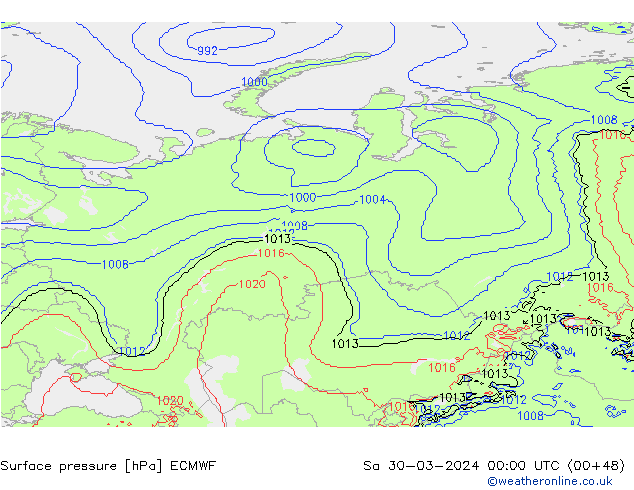 pressão do solo ECMWF Sáb 30.03.2024 00 UTC