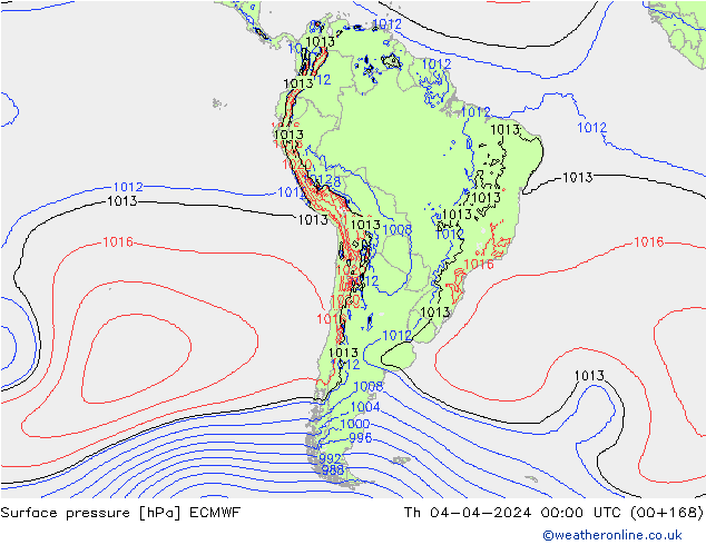 Surface pressure ECMWF Th 04.04.2024 00 UTC