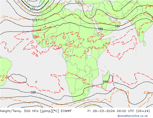 Height/Temp. 500 hPa ECMWF Fr 29.03.2024 06 UTC