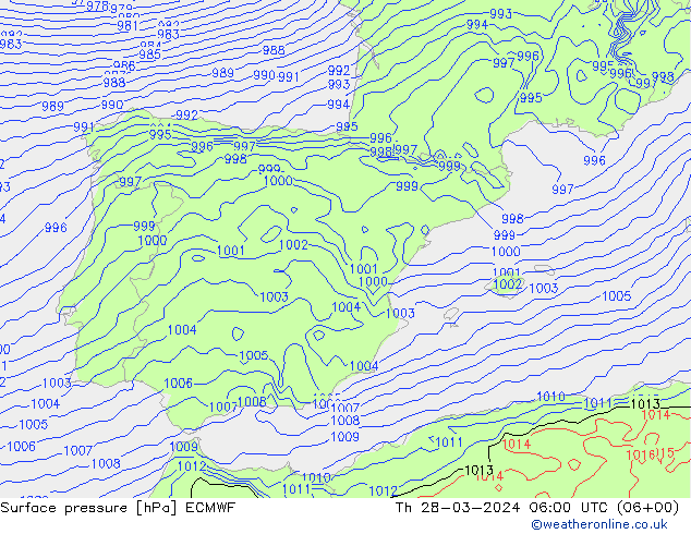 Surface pressure ECMWF Th 28.03.2024 06 UTC