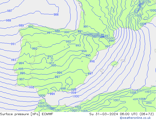 Bodendruck ECMWF So 31.03.2024 06 UTC