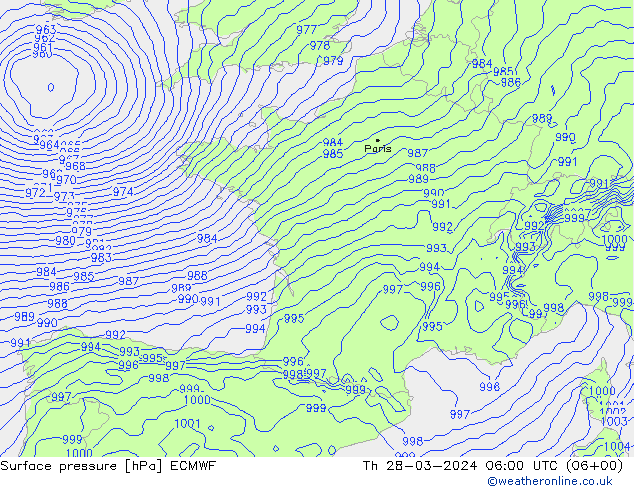 Yer basıncı ECMWF Per 28.03.2024 06 UTC