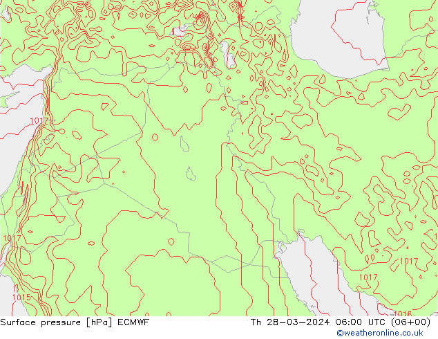 Surface pressure ECMWF Th 28.03.2024 06 UTC