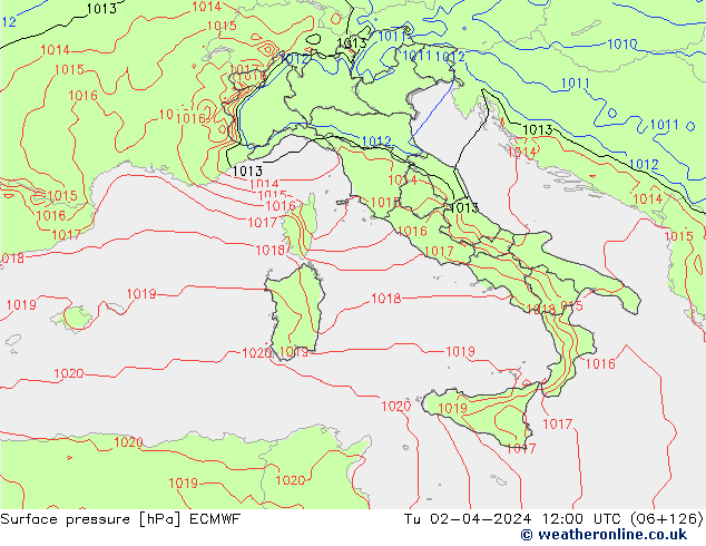 pression de l'air ECMWF mar 02.04.2024 12 UTC