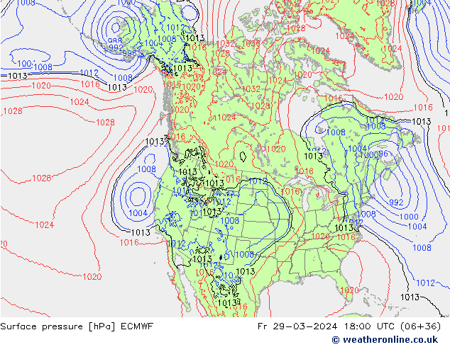 Surface pressure ECMWF Fr 29.03.2024 18 UTC