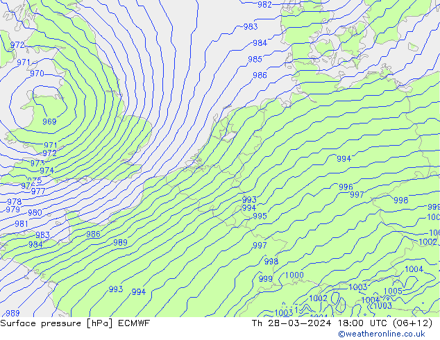 Bodendruck ECMWF Do 28.03.2024 18 UTC