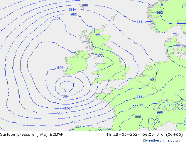 Bodendruck ECMWF Do 28.03.2024 06 UTC