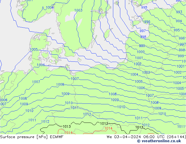 pression de l'air ECMWF mer 03.04.2024 06 UTC