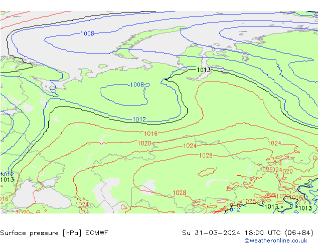 Surface pressure ECMWF Su 31.03.2024 18 UTC