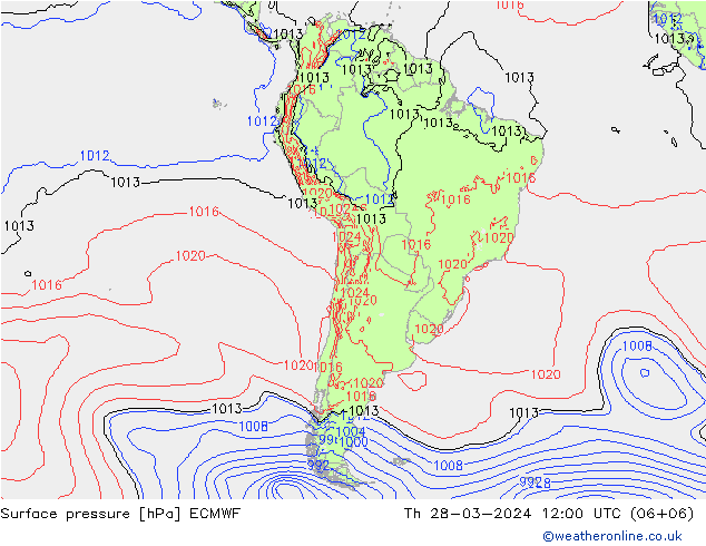 Surface pressure ECMWF Th 28.03.2024 12 UTC