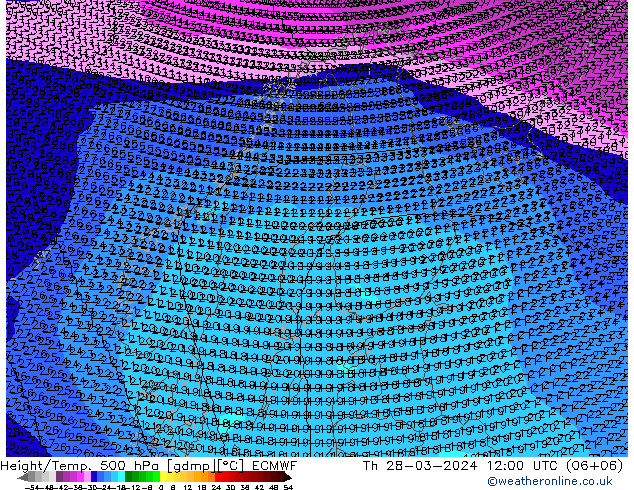 Hoogte/Temp. 500 hPa ECMWF do 28.03.2024 12 UTC