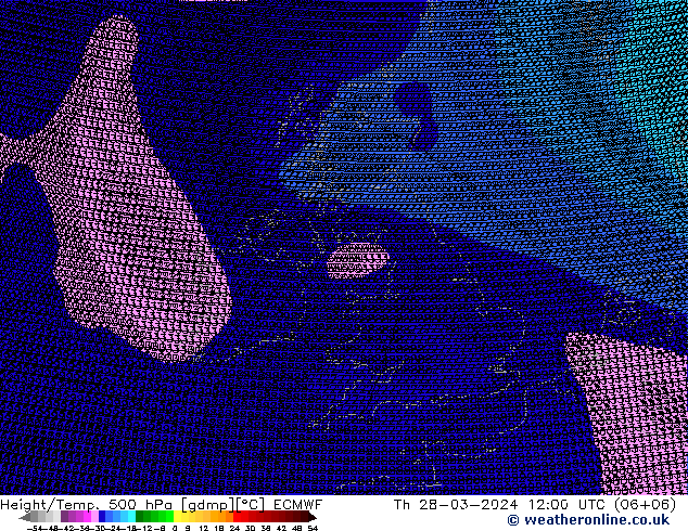 Height/Temp. 500 hPa ECMWF Th 28.03.2024 12 UTC