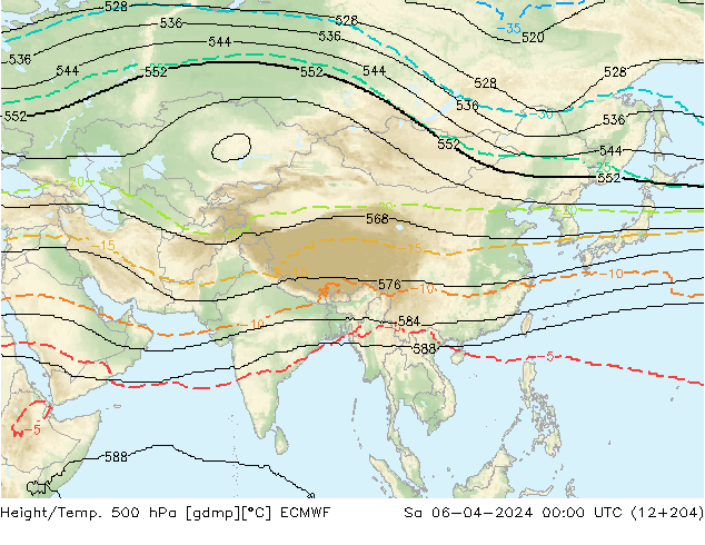 Yükseklik/Sıc. 500 hPa ECMWF Cts 06.04.2024 00 UTC