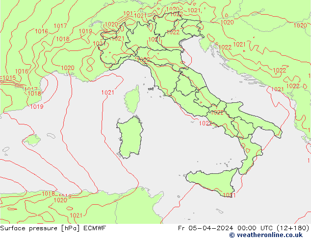 pressão do solo ECMWF Sex 05.04.2024 00 UTC