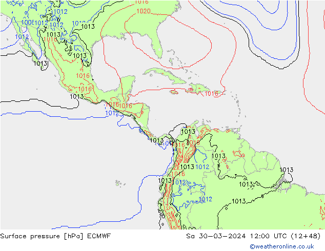 Pressione al suolo ECMWF sab 30.03.2024 12 UTC