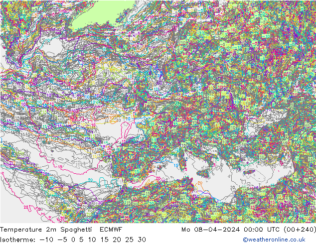 Temperaturkarte Spaghetti ECMWF Mo 08.04.2024 00 UTC