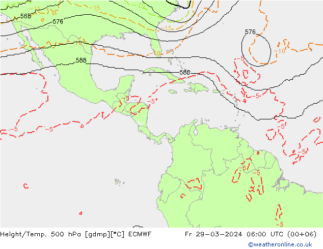 Hoogte/Temp. 500 hPa ECMWF vr 29.03.2024 06 UTC