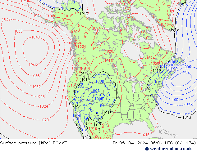Surface pressure ECMWF Fr 05.04.2024 06 UTC