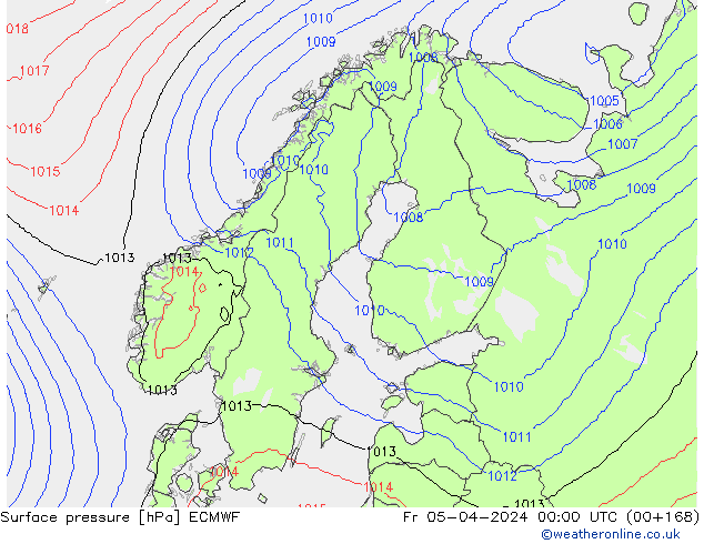 ciśnienie ECMWF pt. 05.04.2024 00 UTC