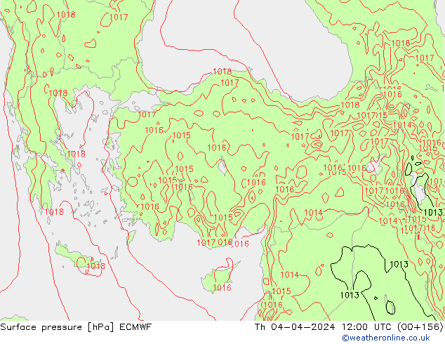 Surface pressure ECMWF Th 04.04.2024 12 UTC