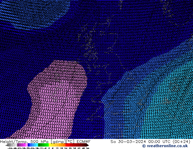 Height/Temp. 500 hPa ECMWF Sa 30.03.2024 00 UTC