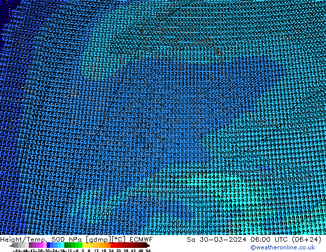 Hoogte/Temp. 500 hPa ECMWF za 30.03.2024 06 UTC