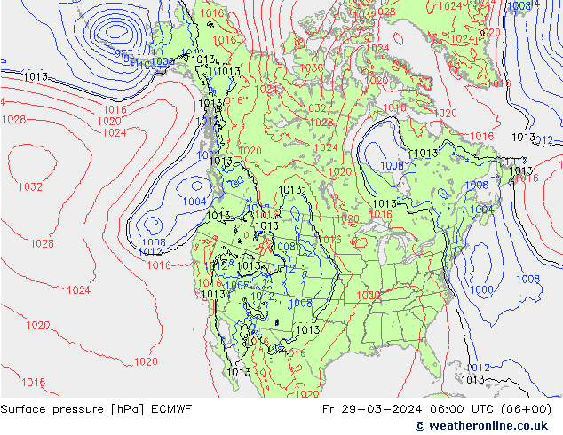 Bodendruck ECMWF Fr 29.03.2024 06 UTC