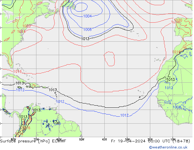 Surface pressure ECMWF Fr 19.04.2024 00 UTC