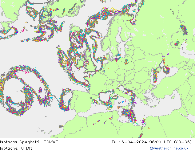 Isotachs Spaghetti ECMWF mar 16.04.2024 06 UTC